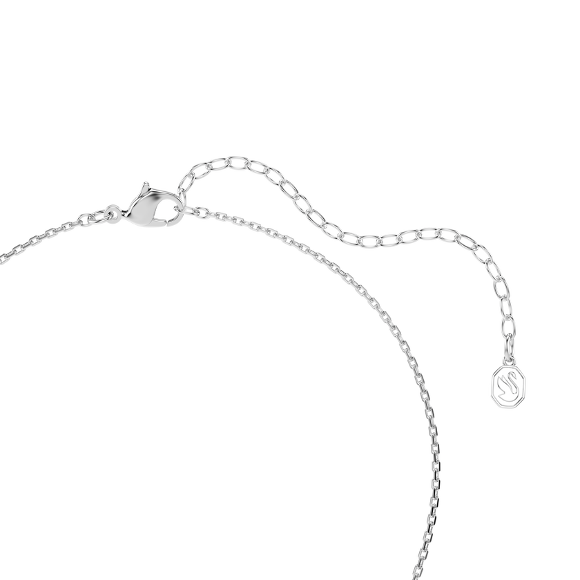 swarovski gema pendant  mixed cuts  pink  rhodium plated