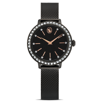 swarovski certa watch swiss made metal bracelet black black finish