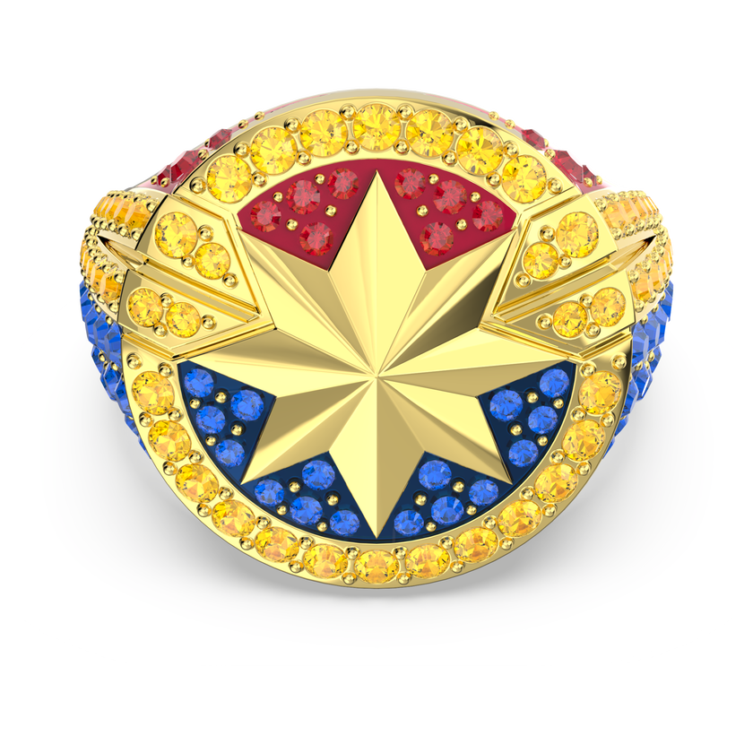 swarovski خاتم captain marvel، ألوان متعددة، طلاء بلون ذهبي