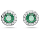 swarovski angelic stud earrings round cut green rhodium plated