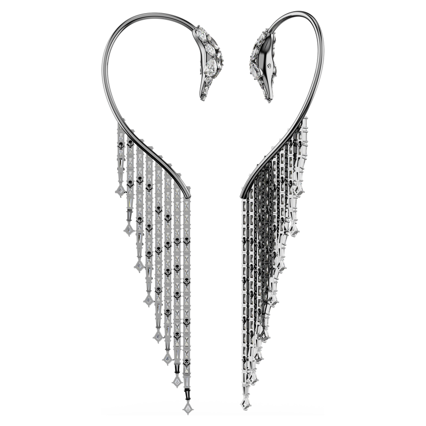swarovski حلية الأذن the vienna collection، شكل بجعة، لون أبيض، طلاء روثينيوم