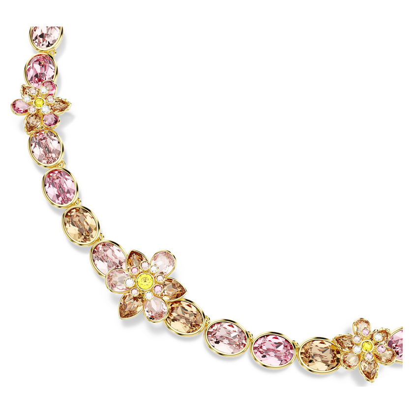 swarovski عقد idyllia، قطع متنوع، شكل زهرة، ألوان متعددة، طلاء باللون الذهبي
