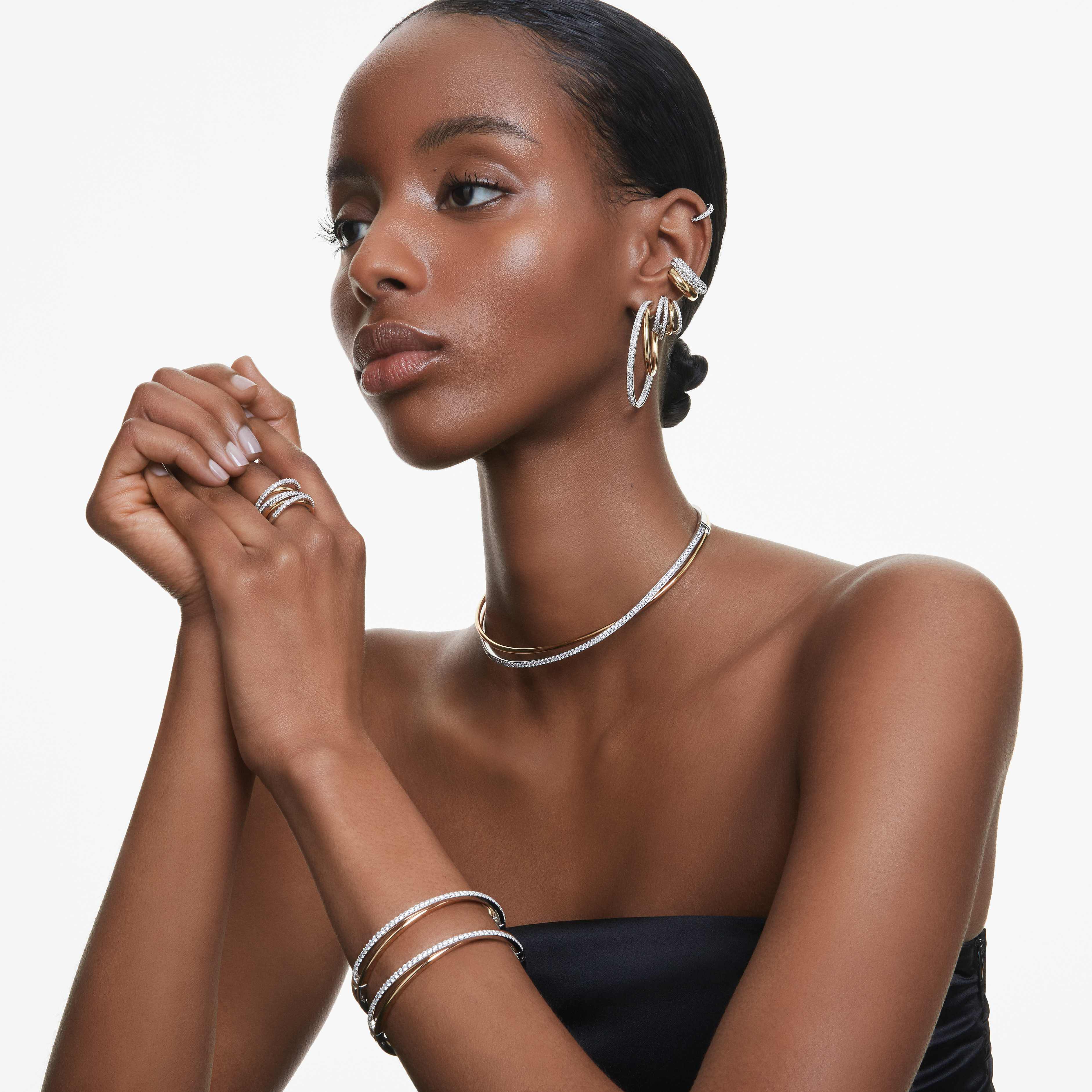 swarovski سوار hyperbola، قطع مستدير، لون أبيض، لمسة نهائية من معادن مختلطة