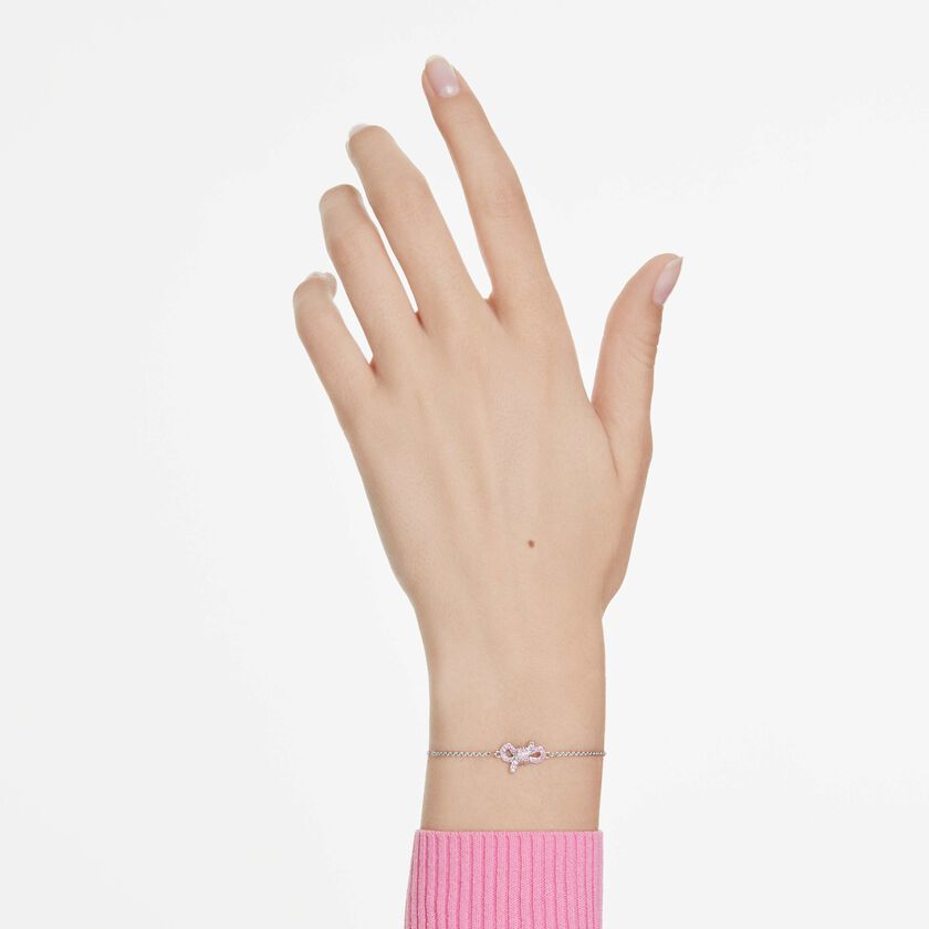 swarovski سوار lifelong bow، على شكل أنشوطة، لون وردي، طلاء روديوم