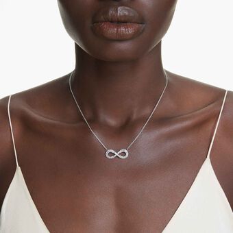 swarovski قلادة hyperbola، شكل إنفينيتي، لون أبيض، طلاء روديوم