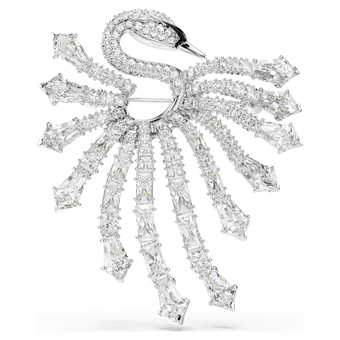 swarovski بروش vienna، قطع متنوع، بجعة، لون أبيض، طلاء روديوم