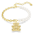 swarovski idyllia bracelet  crystal pearl  round cut  teddy  gold tone  gold tone plated