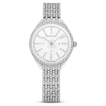 swarovski ساعة attract، صناعة سويسرية، سوار معدني، لون فضي، ستانلس ستيل