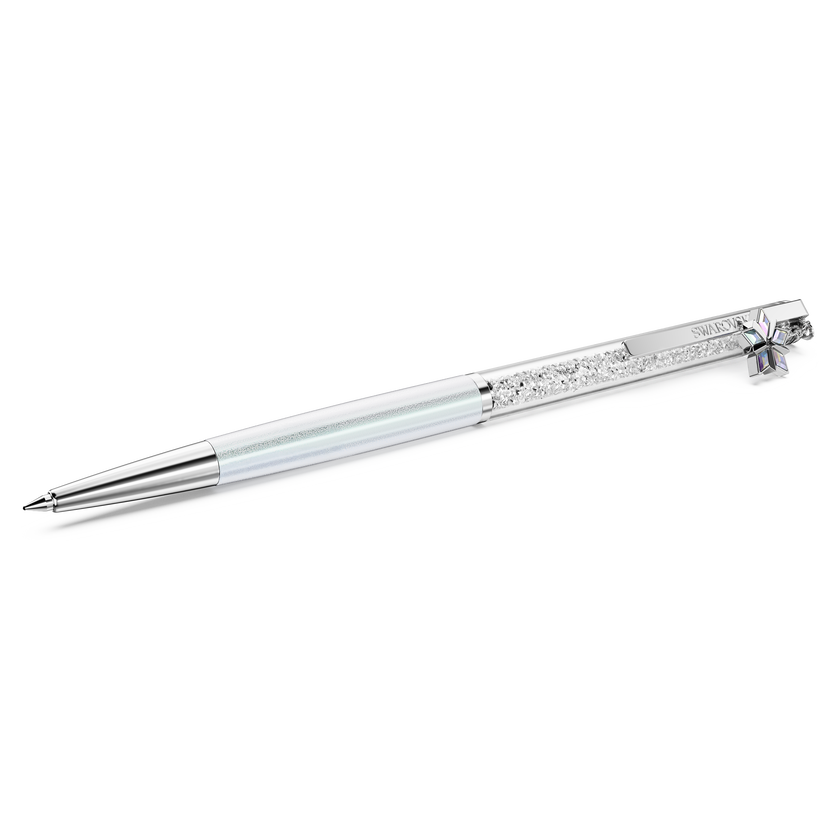 swarovski قلم حبر جاف crystalline، مطلي باللاكر الأبيض، طلاء كروم