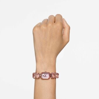 swarovski ساعة، سوار قطع مُثَمَّن، لمسة نهائية بلون ذهبي وردي