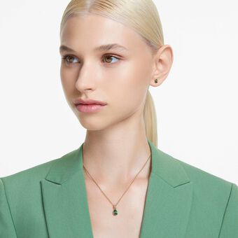 swarovski طقم chroma، قطع متنوع، لون أخضر، طلاء بلون ذهبي