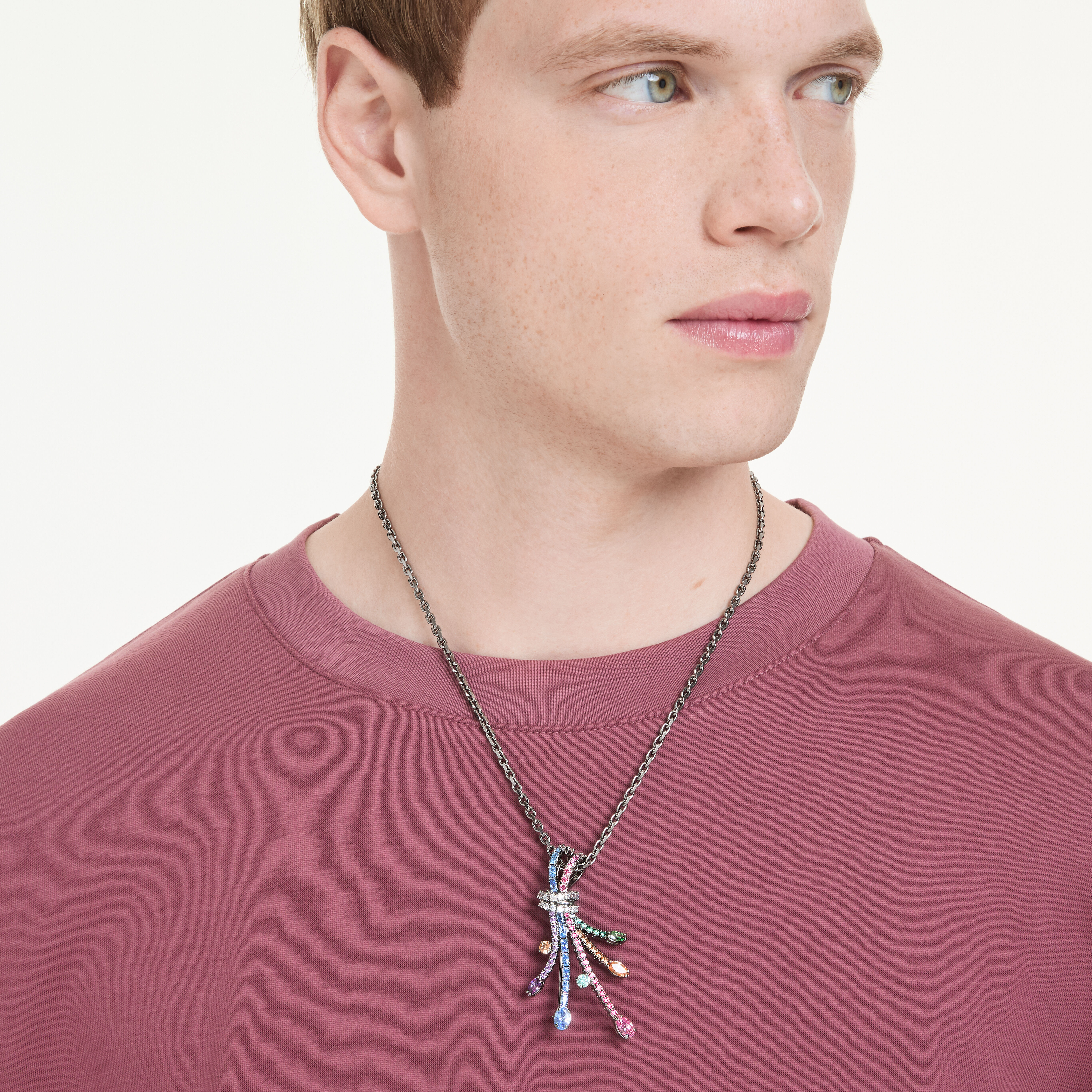 swarovski قلادة وبروش matrix، قطع متنوع، شكل باقة، ألوان متعددة، طلاء روثينيوم