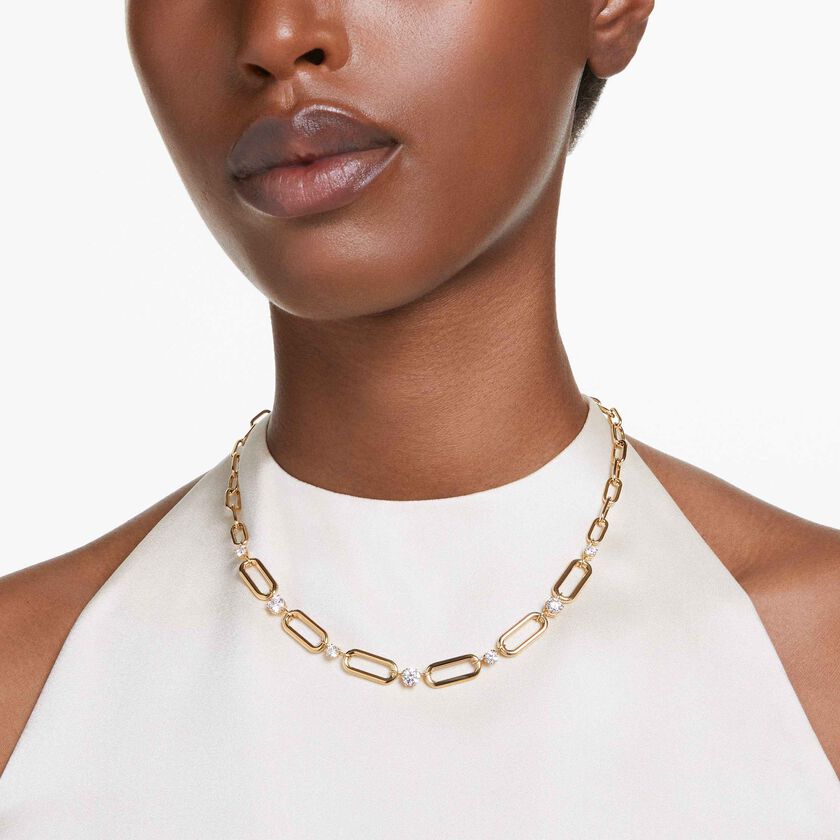 swarovski عقد constella، لون أبيض، طلاء بلون ذهبي