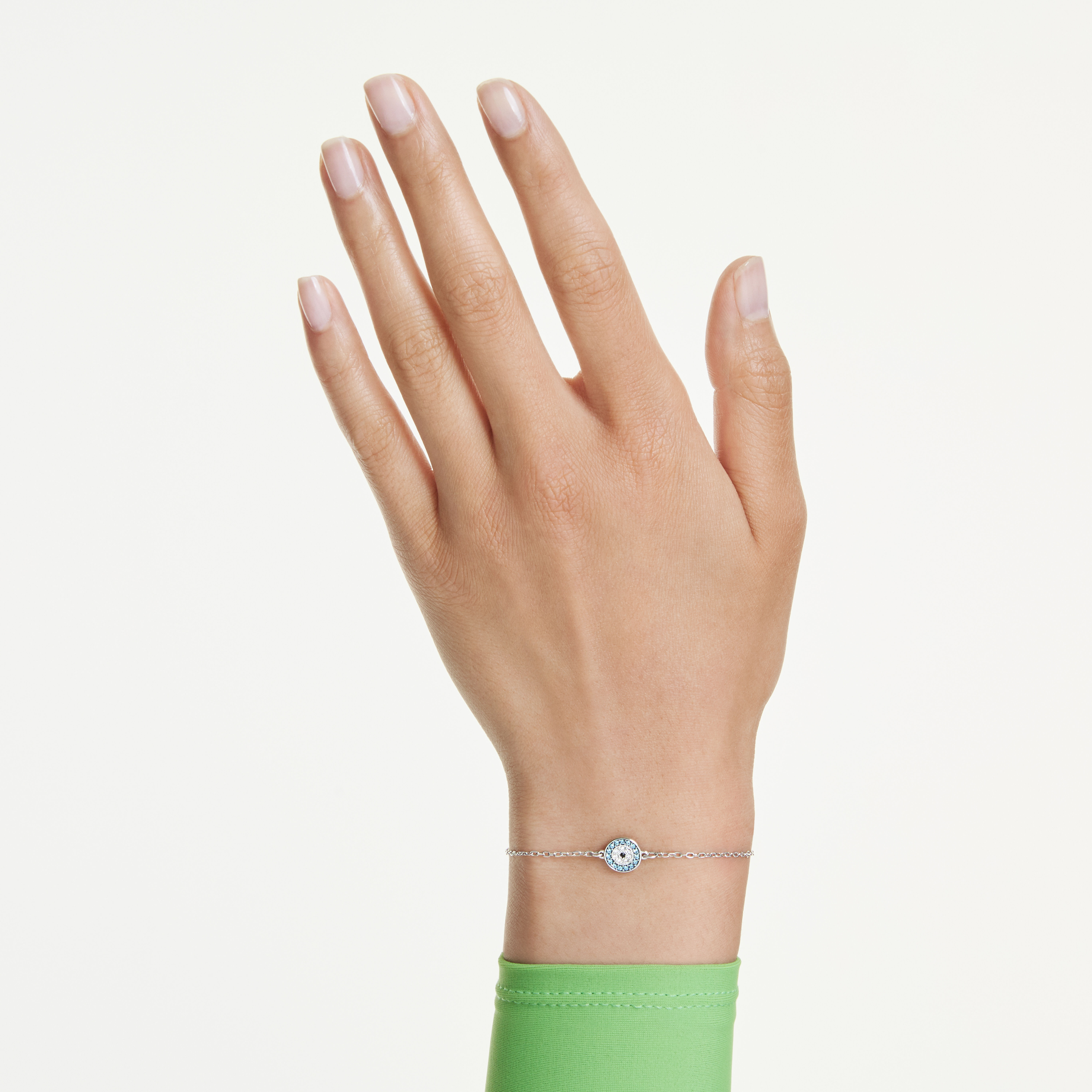 swarovski سوار luckily، أحجار كريستال صغيرة متراصة، شكل عين، لون أزرق، طلاء روديوم