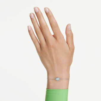 swarovski سوار luckily، أحجار كريستال صغيرة متراصة، شكل عين، لون أزرق، طلاء روديوم