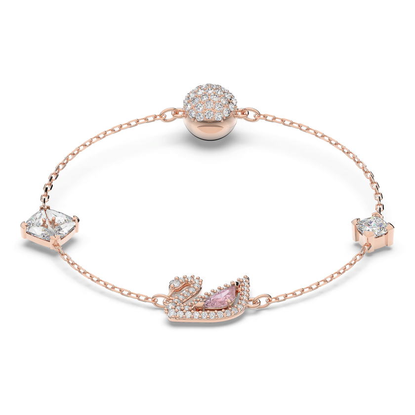 swarovski سوار swan، قفل مغناطيس، متعدد الألوان، طلاء ذهبي وردي