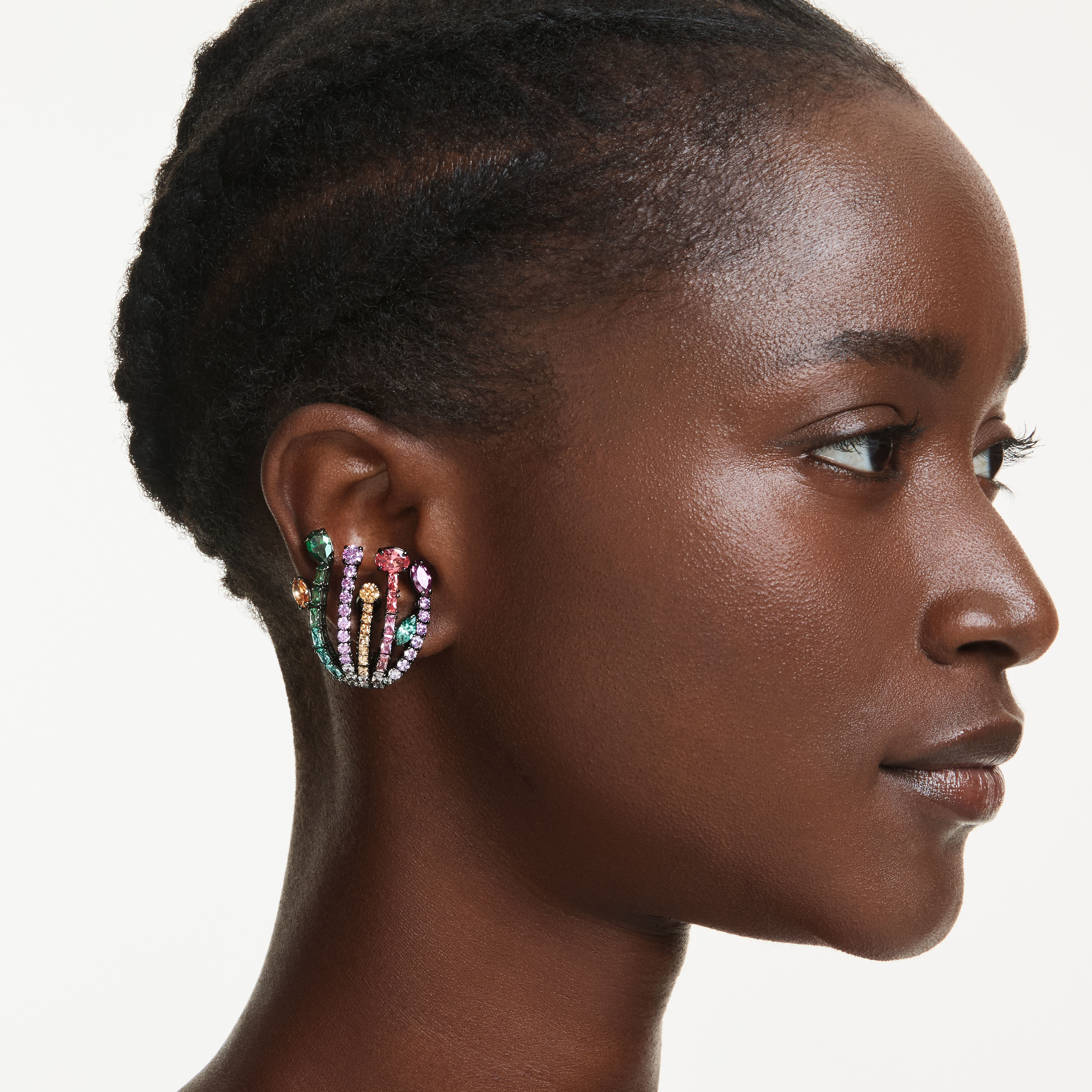 swarovski أقراط matrix، قطع متنوع، شكل باقة، ألوان متعددة، طلاء روثينيوم