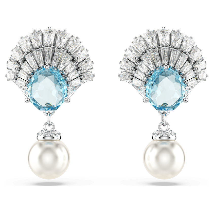 swarovski أقراط متدلية idyllia، على شكل صدفة، لون أزرق، طلاء روديوم