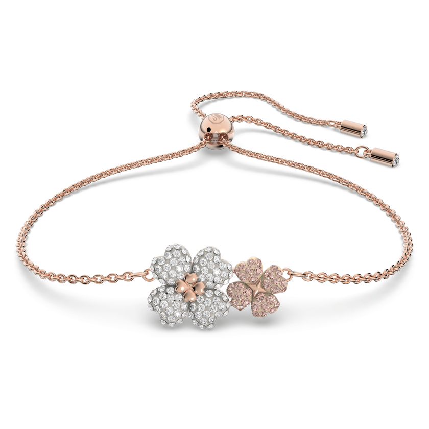 swarovski سوار latisha، على شكل زهرة، ألوان متعددة، طلاء ذهبي وردي
