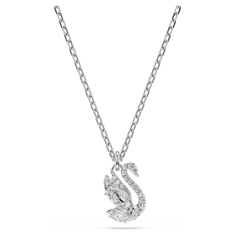 swarovski قلادة swan، قطع متنوع، شكل بجعة، لون أبيض، طلاء روديوم