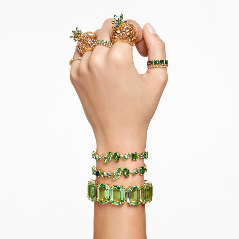 swarovski سوار gema، قطع متنوع، لون أخضر، طلاء بلون ذهبي