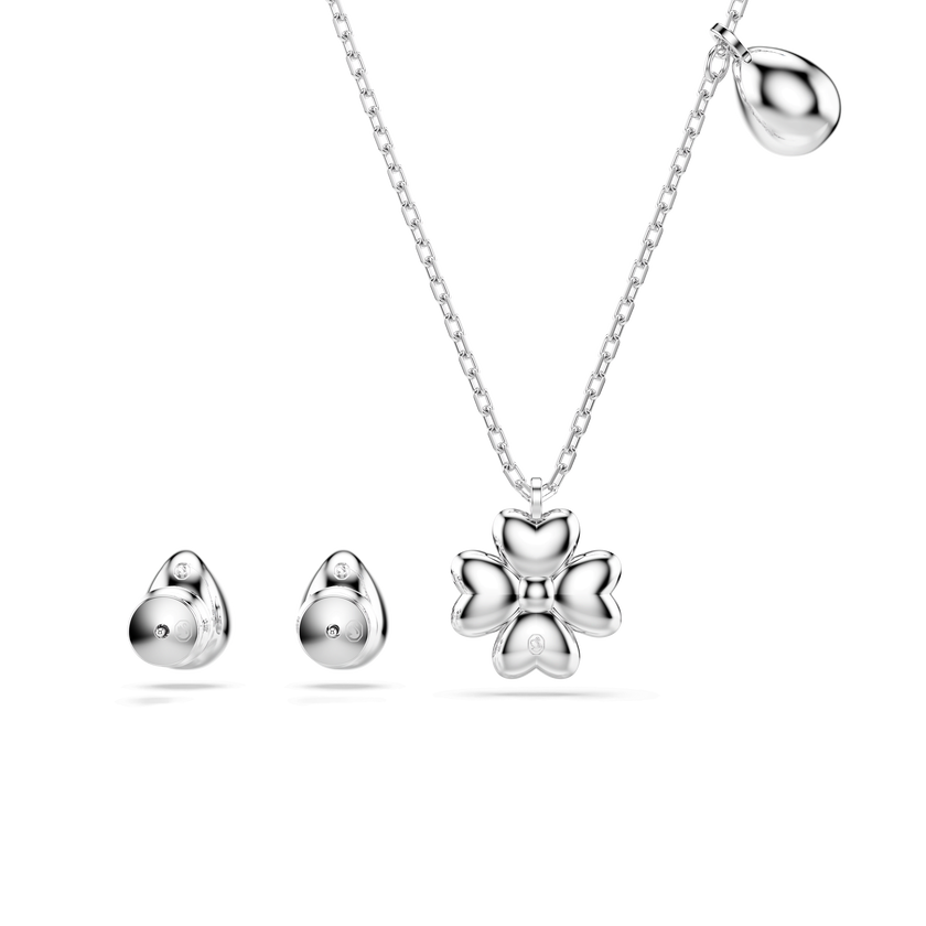 swarovski symbolica set  clover  blue  rhodium plated