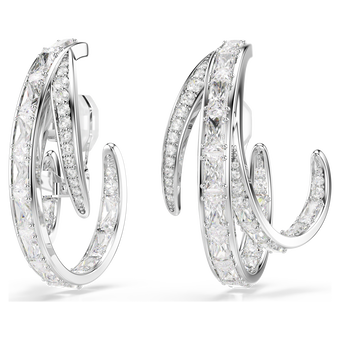 swarovski أقراط بمشبك vienna، قطع متنوع، لون أبيض، طلاء روديوم