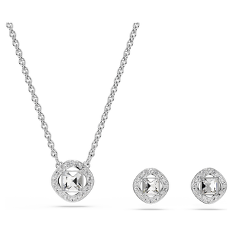swarovski طقم una angelic، قطع مستدير، لون أبيض، طلاء روديوم