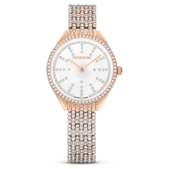 swarovski ساعة attract، صناعة سويسرية، سوار معدني، لون ذهبي وردي، لمسة نهائية باللون الذهبي الوردي