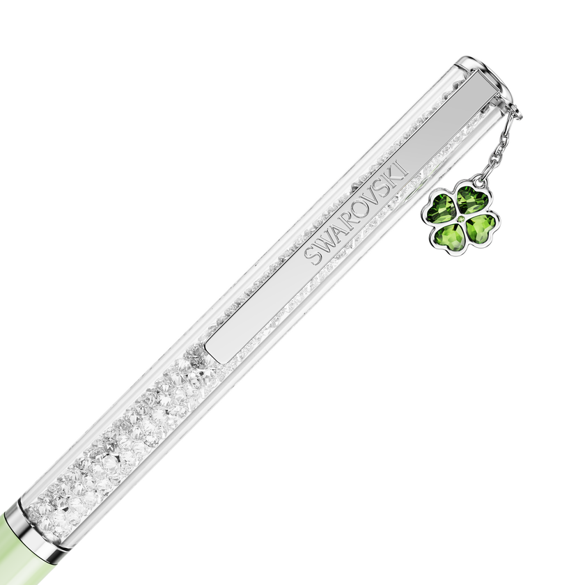 swarovski crystalline ballpoint pen  clover  green  green lacquered  chrome plated