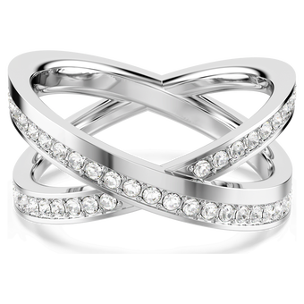 swarovski خاتم delta، قطع مستدير، لون أبيض، طلاء روديوم