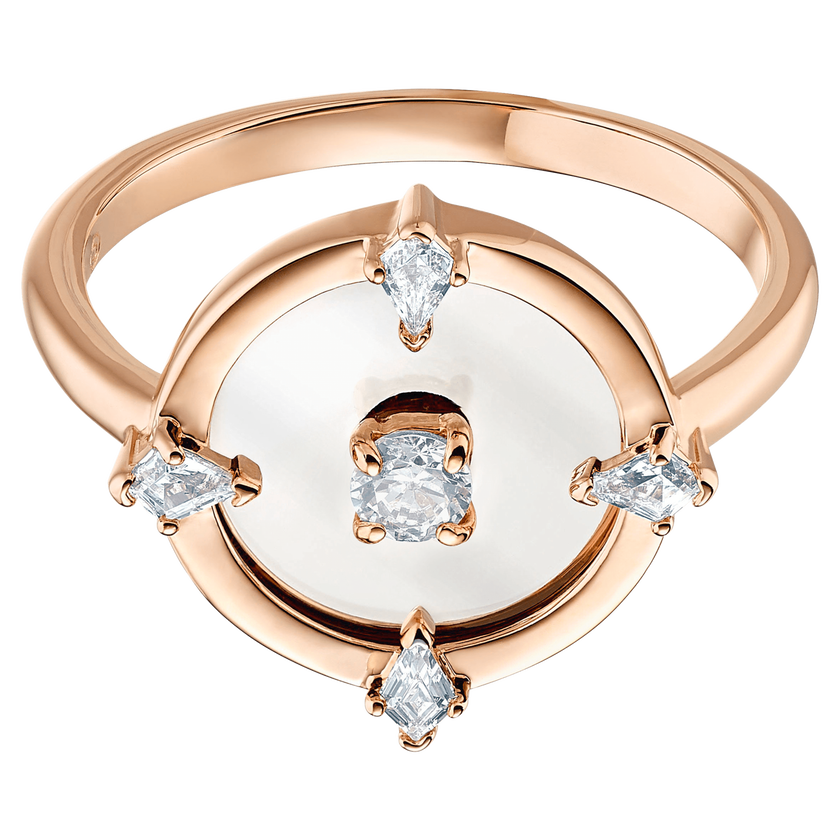 swarovski خاتم north motif ، أبيض ، مطلي باللون الذهبي الوردي