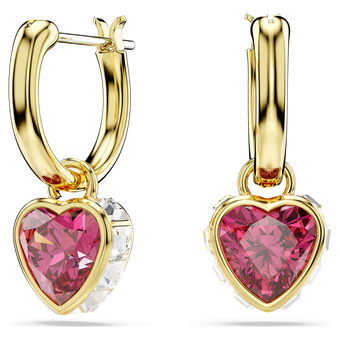 swarovski أقراط متدلية chroma، شكل قلب، لون أحمر، لمسة نهائية من الذهب عيار 18 قيراط