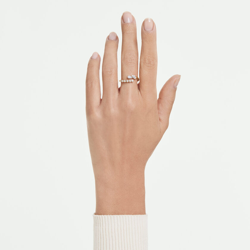 swarovski خاتم مفتوح mesmera، قطع متنوع، لون أبيض، لمسة نهائية من الذهب عيار 18 قيراط