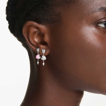 swarovski أقراط متدلية idyllia، قطع متنوع، شكل قلب وسهم، لون أبيض، طلاء روديوم