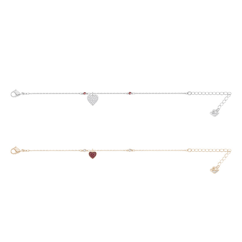 swarovski سوار crystal wishes، طقم  2 ، على شكل قلب، لون أحمر، لمسة نهائية من معادن مختلطة