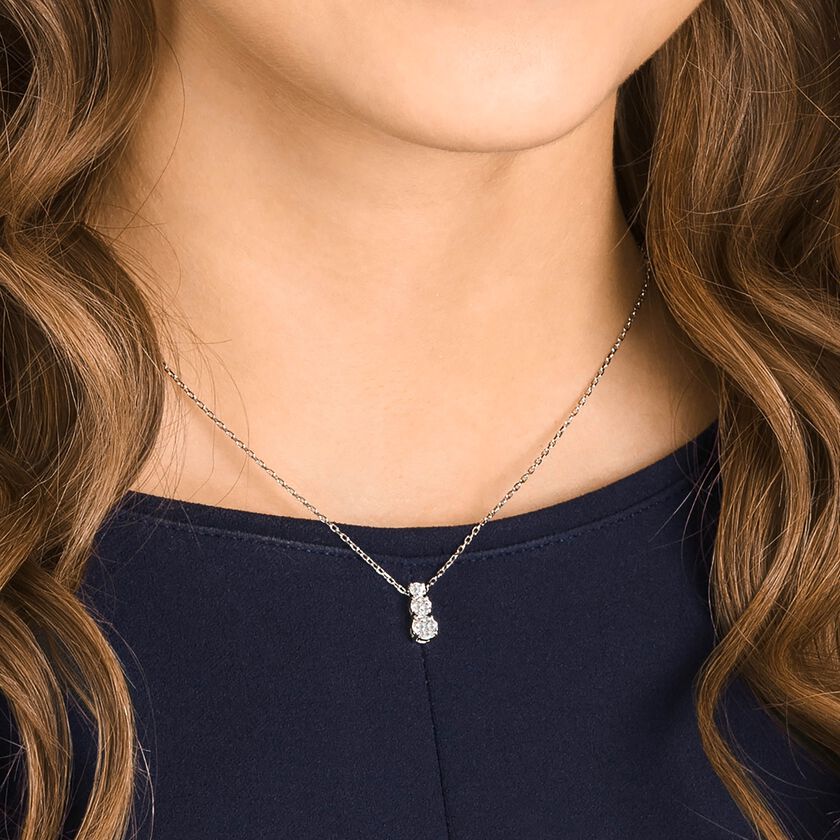 swarovski قلادة stilla attract، قطع مستدير،  لون أبيض،  طلاء روديوم