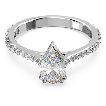 خاتم كوكتيل Stilla، قطع على شكل كمثري، كريستالات متراصة، لون أبيض، طلاء روديوم swarovski خاتم كوكتيل stilla، قطع على شكل كمثري، كريستالات متراصة، لون أبيض، طلاء روديوم