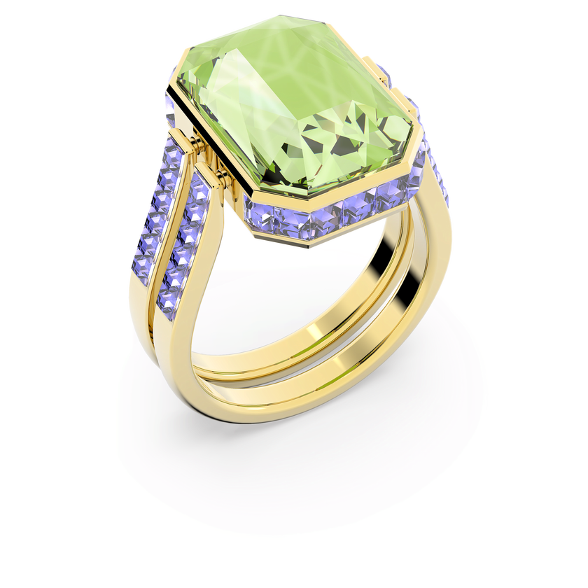 swarovski خاتم chroma، قطع مثمن، ألوان متعددة، طلاء بلون ذهبي