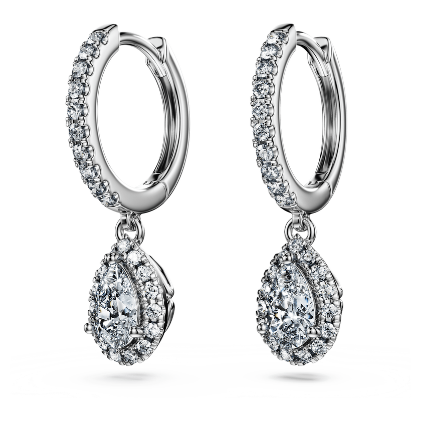 swarovski أقراط متدلية eternity، ألماس مُصنع في المختبر بإجمالي 1 25 قيراط، شكل كمثرى، ذهب أبيض عيار 18