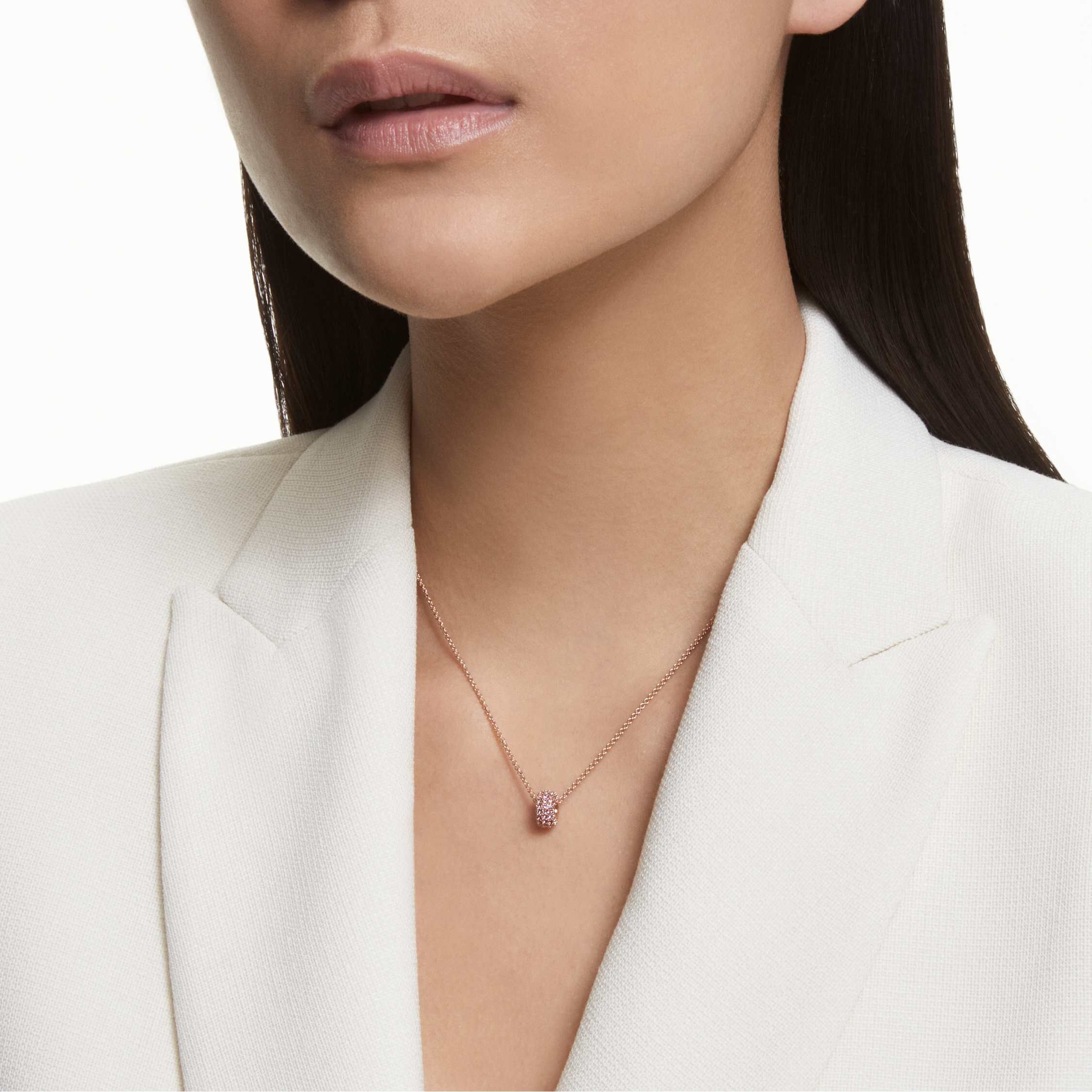 swarovski قلادة stone، لون وردي، طلاء ذهبي وردي