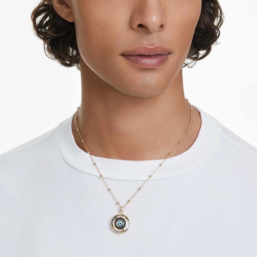 swarovski قلادة symbolica، حلية على شكل عين الحسود، حجم متوسط، ألوان متعددة، طلاء باللون الذهبي