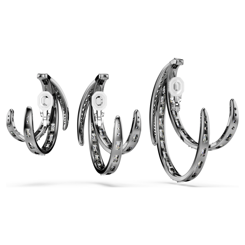 swarovski طقم حلية الأذن  3 قطع  the vienna collection، شكل ريشة، لون أبيض، طلاء روثينيوم