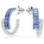 swarovski matrix hoop earrings mixed cuts blue rhodium plated