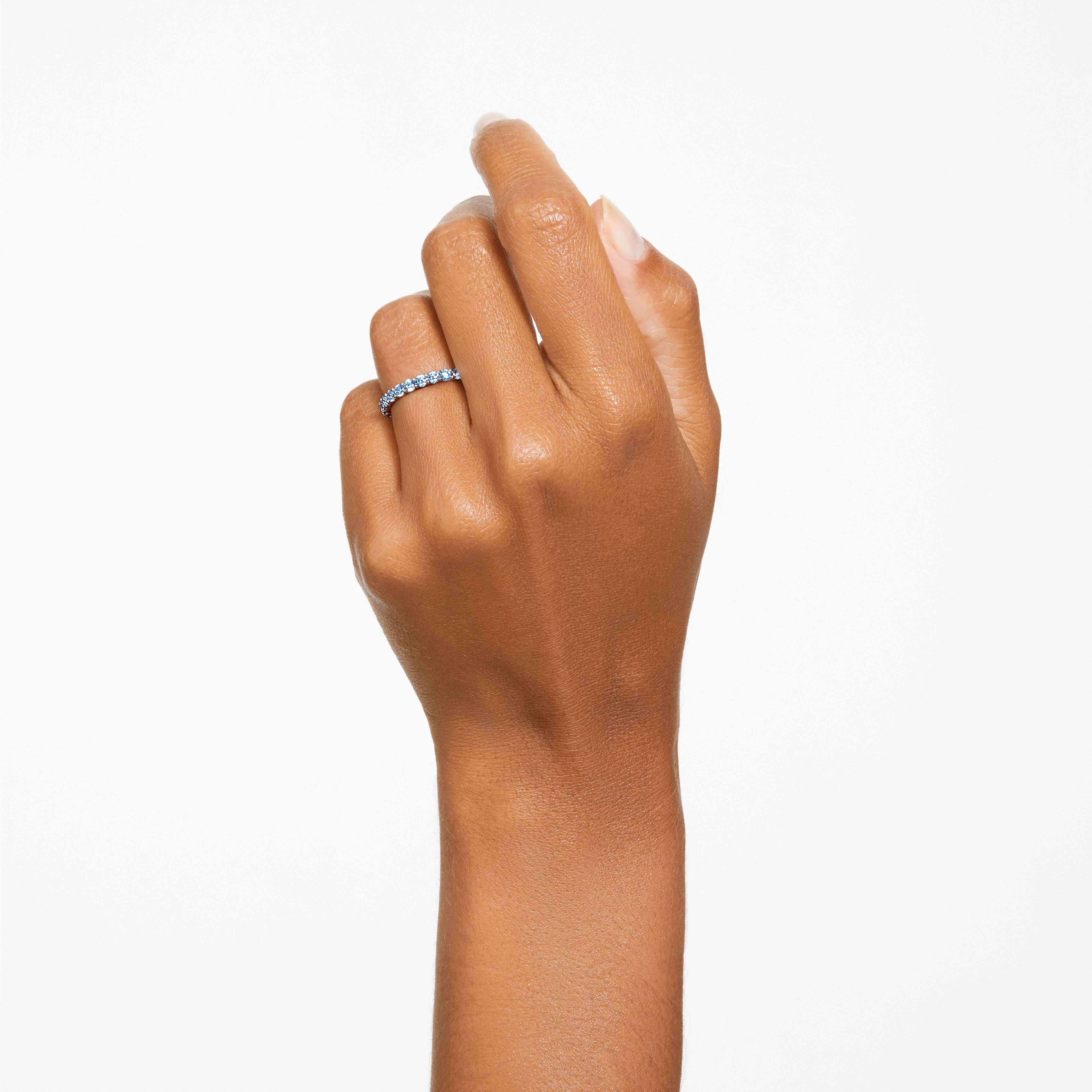 swarovski خاتم matrix، قطع مستدير، لون أزرق، طلاء روديوم