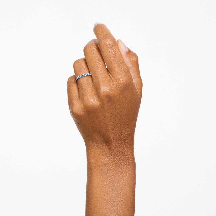 swarovski خاتم matrix، قطع مُستدير، لون أزرق، طلاء روديوم
