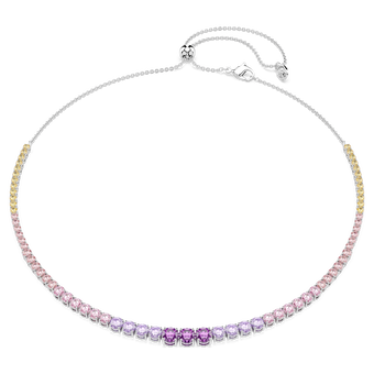 swarovski عقد matrix tennis، قطع مستدير متدرج، ألوان متعددة، طلاء روديوم