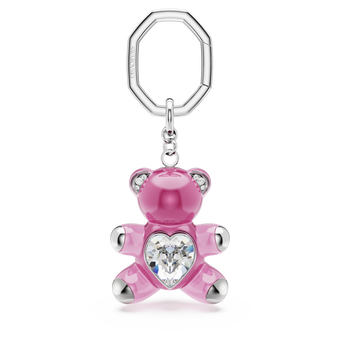 swarovski حلقة مفاتيح teddy، شكل دب، لون وردي، طلاء روديوم