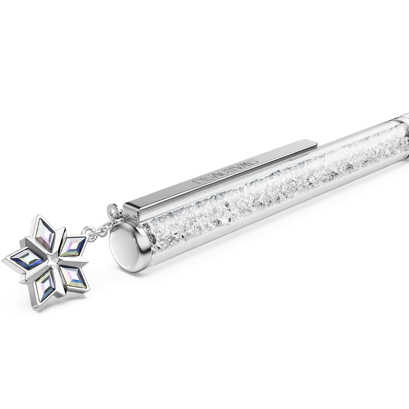 swarovski قلم حبر جاف crystalline، مطلي باللاكر الأبيض، طلاء كروم